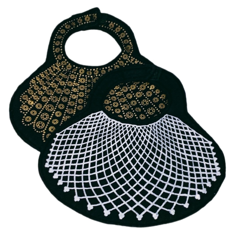 Pair of Black Fancy Multicultural Baby Bibs